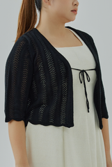 Self-Tie Ribbon Open Cardigan