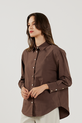 Curved Hem Drop Shoulder Shirt