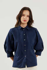 Lantern Sleeves Cotton Shirt