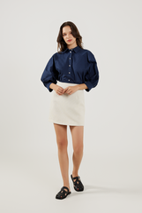 Lantern Sleeves Cotton Shirt