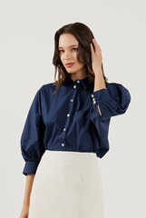 Lantern Sleeves Cotton Shirt