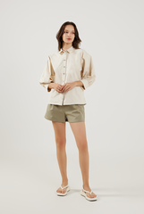 Lantern Sleeves Cotton Shirt