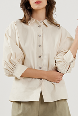 Lantern Sleeves Cotton Shirt