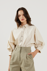 Lantern Sleeves Cotton Shirt