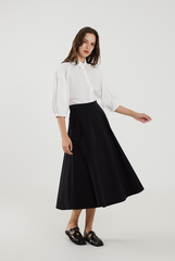 Elasticated Sleeves Buttoned Shirt in White