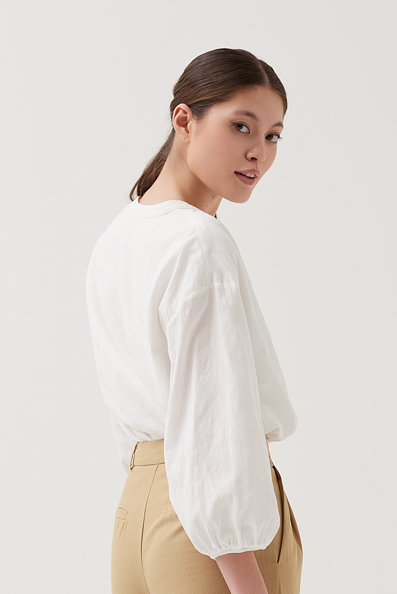 Bishop Sleeves Top in White