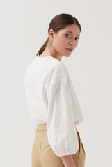 Bishop Sleeves Top in White
