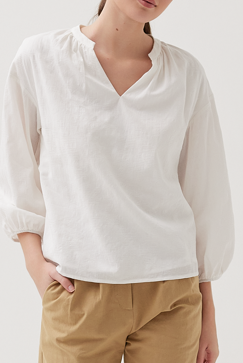 Bishop Sleeves Top in White 