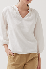 Bishop Sleeves Top in White 