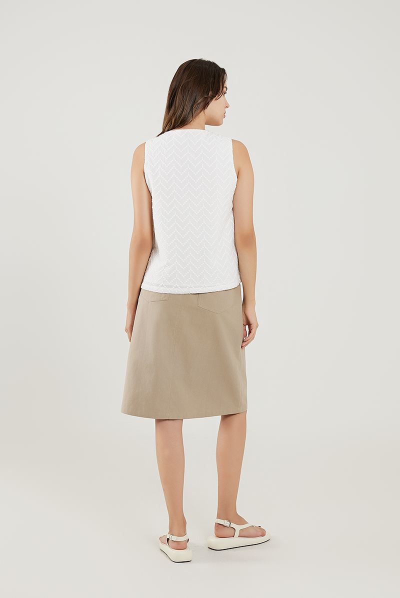 Embroidered Button Top in White