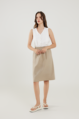 Embroidered Button Top in White