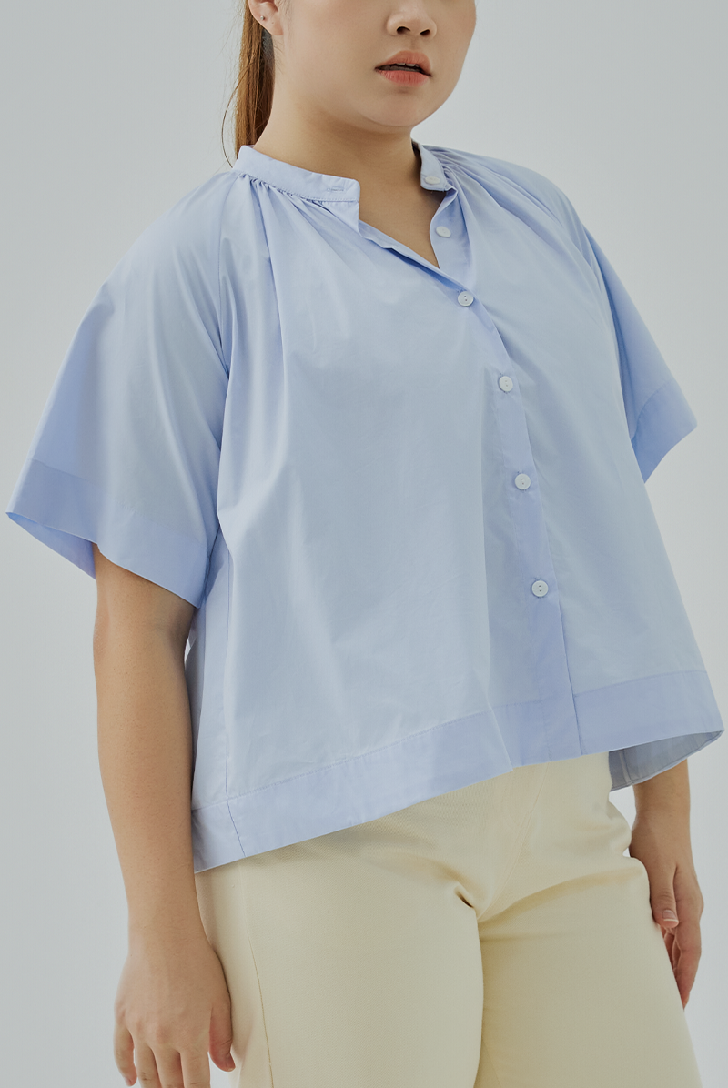 Mandarin Collar Button-Up Shirt