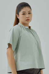 Mandarin Collar Button-Up Shirt