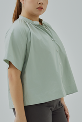 Mandarin Collar Button-Up Shirt