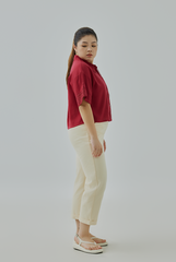 Eyelet Detail Button-Up Shirt