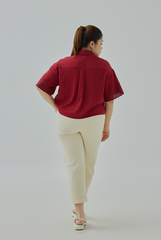 Eyelet Detail Button-Up Shirt
