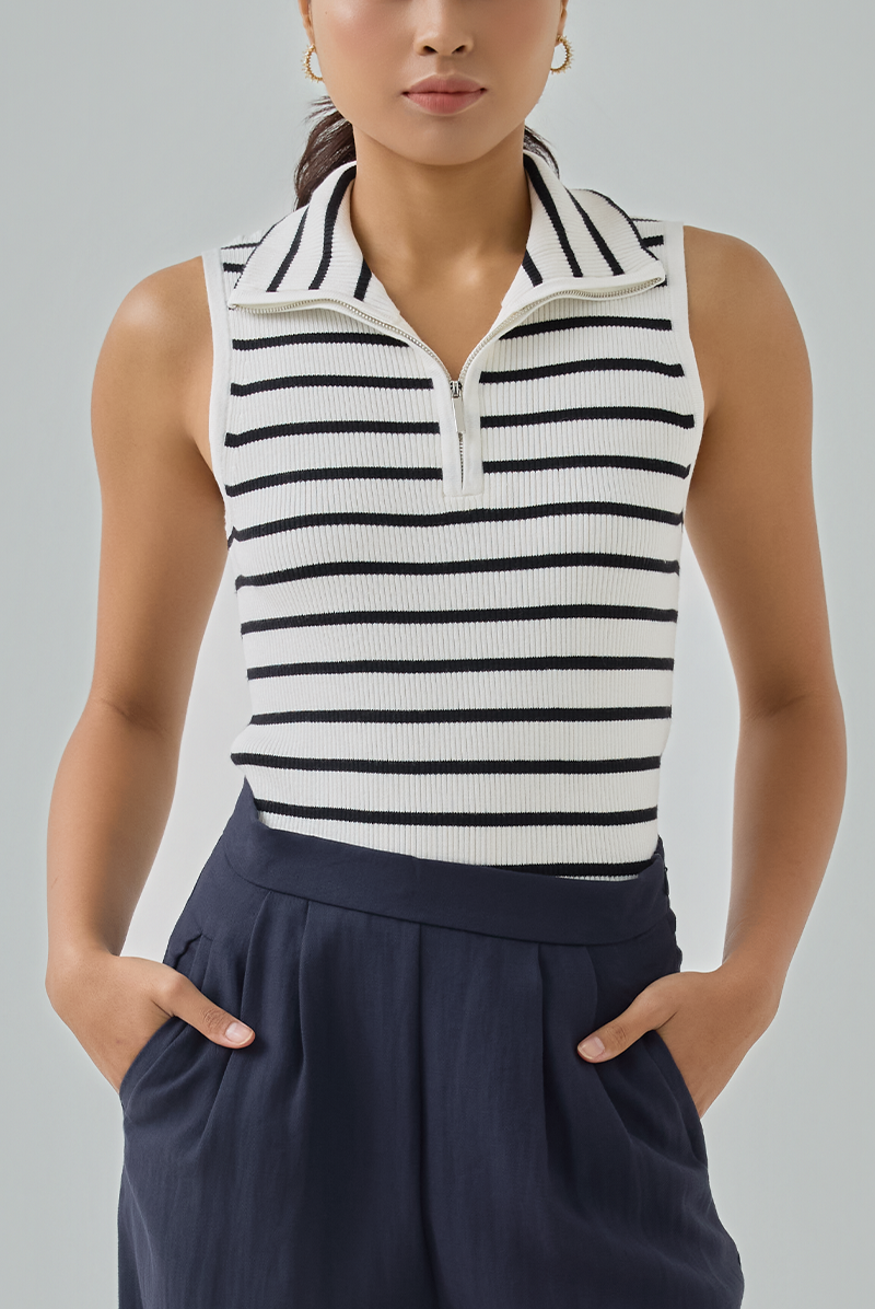 Quarter Zip Johnny Collar Top