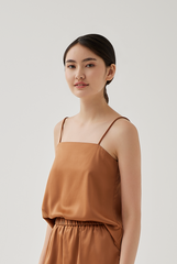 Elka Satin Lounge Cami in Brown