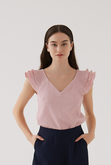 Julia Textured Top in Dusty Pink