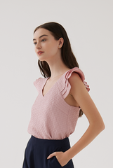 Julia Textured Top in Dusty Pink