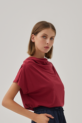 Fleur Cowl Neck Top in Burgundy
