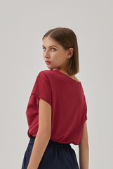 Fleur Cowl Neck Top in Burgundy