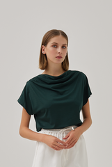 Fleur Cowl Neck Top in Pine