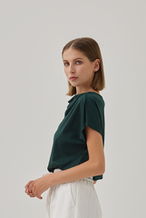 Fleur Cowl Neck Top in Pine