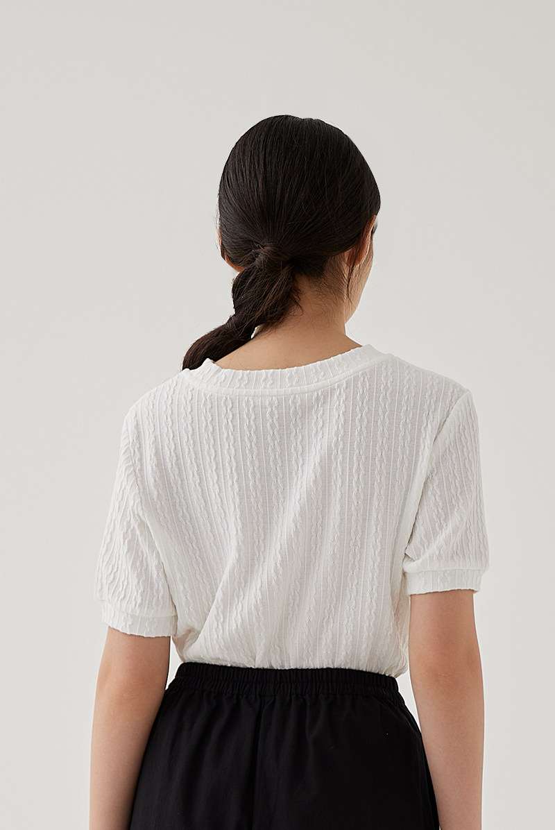 Liane Cable Knit Top in White