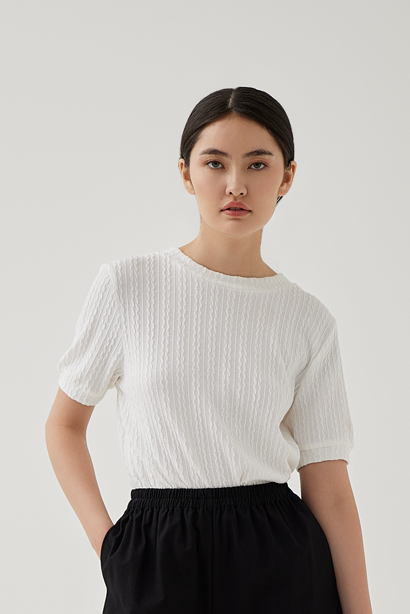 Liane Cable Knit Top in White