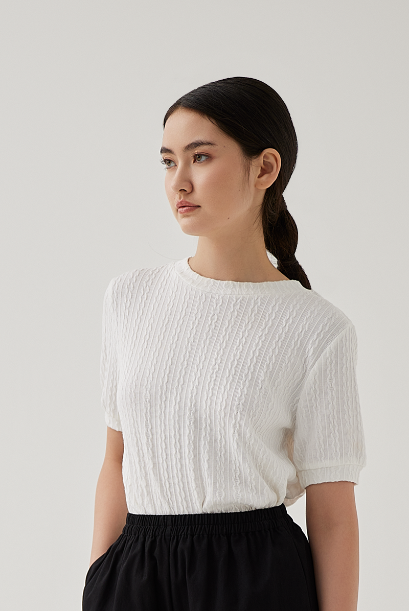 Liane Cable Knit Top in White