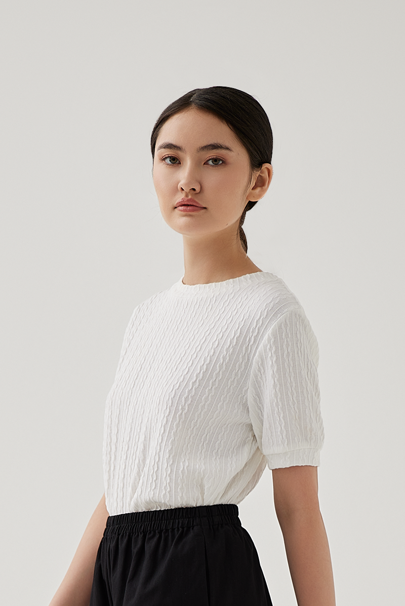 Liane Cable Knit Top in White