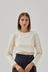 Acelin Ruched Long Sleeves Top in Cream