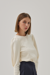 Acelin Ruched Long Sleeves Top in Cream