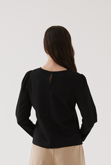 Acelin Ruched Long Sleeves Top in Black