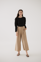 Acelin Ruched Long Sleeves Top in Black