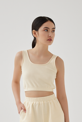 Kaia Textured Tank Top in Vanilla