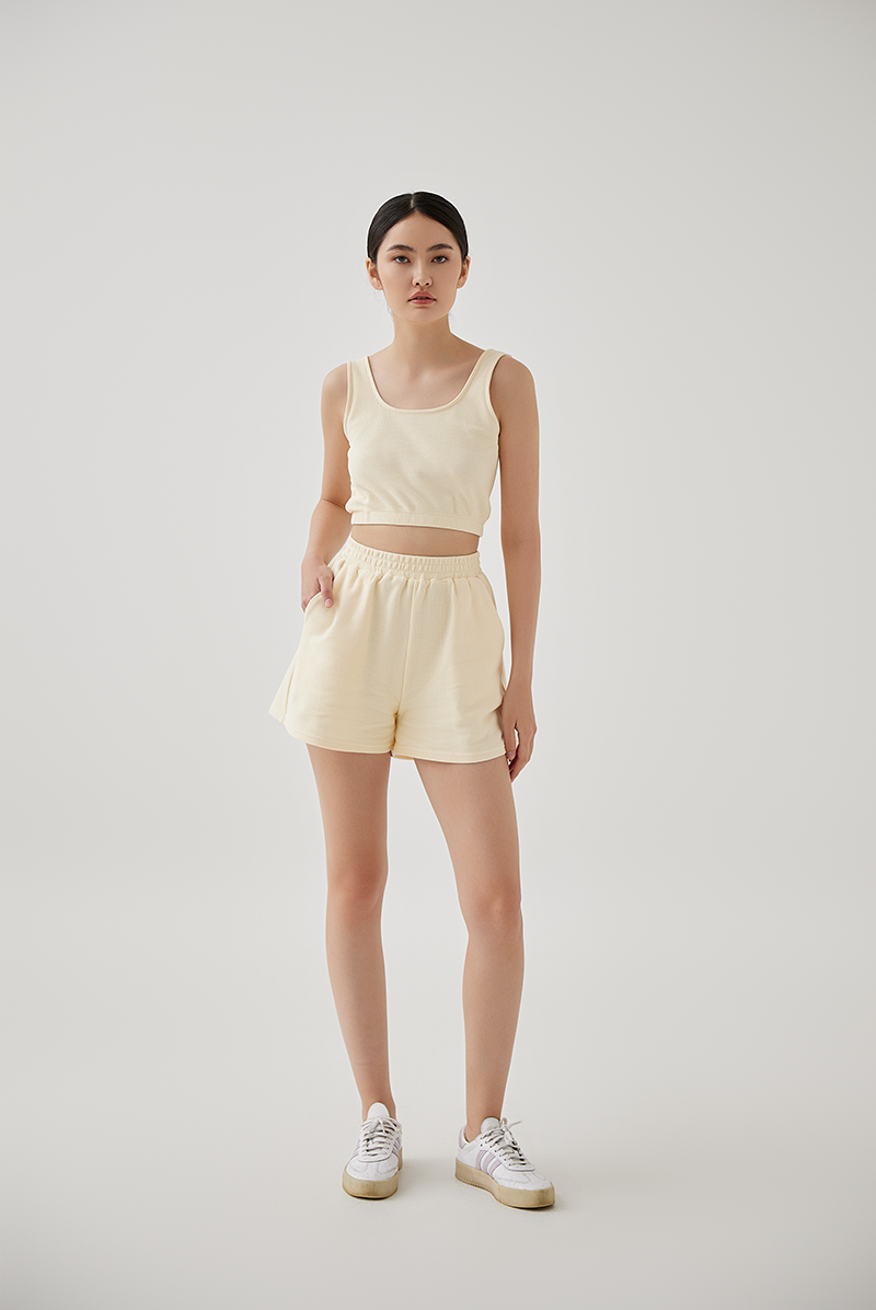 Kaia Textured Tank Top in Vanilla