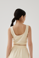 Kaia Textured Tank Top in Vanilla