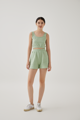 Kaia Textured Tank Top in Jade Green