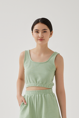 Kaia Textured Tank Top in Jade Green