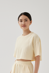 Kaia Textured Boxy Top in Vanilla