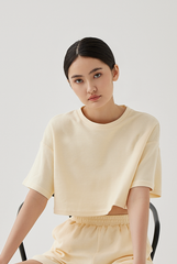 Kaia Textured Boxy Top in Vanilla