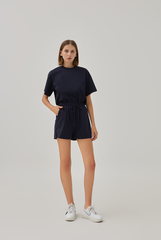 Harper Drop Shoulder Soft Tee in Navy Blue