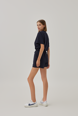 Harper Drop Shoulder Soft Tee in Navy Blue