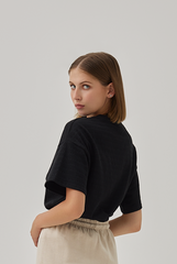 Gracie Oversized Boxy Tee in Black