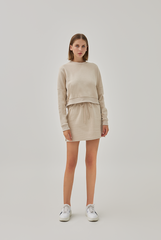 Gwenda Drop Shoulders Crop Sweatshirt in Almond