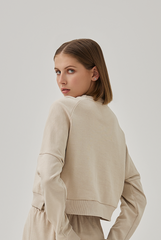 Gwenda Drop Shoulders Crop Sweatshirt in Almond