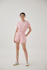 Cadey Cuffed Sleeves Top in Pink