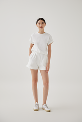 Cadey Cuffed Sleeves Top in White